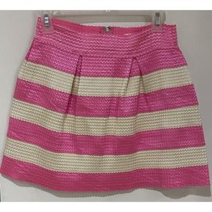 NWOT Womens Junior Pink & White Stripes Textured Pleated Skirt Size M Barbiecore
